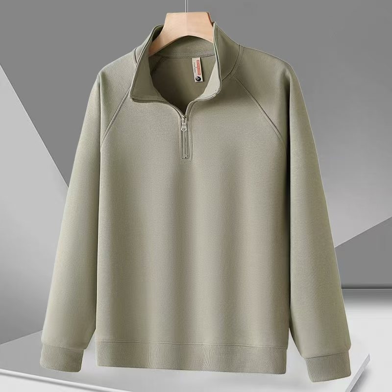 Pamukova mikina s zatvaračem, stojeći ovratnik, raglan rukavi, udoban kroj