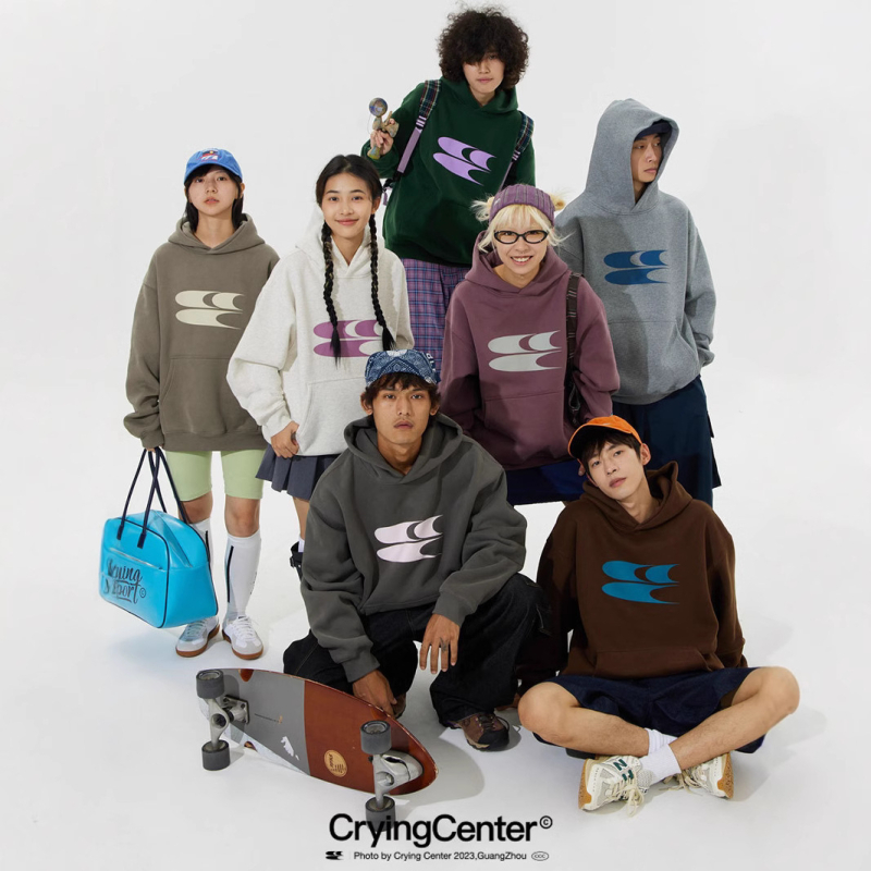 Mikina s kapuljačom od pamuka s ispisom slova, širokog kroja, pulover, 50% pamuk, proljeće i jesen