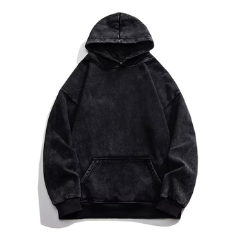 Muški hoodie s kapuljom, 96% pamuk, labav kroj, teško opran i izlizani završetak, jesen.