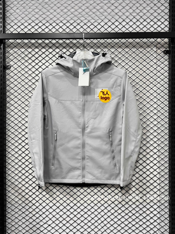 Palton bărbătesc din bumbac pentru iarnă, cu glugă - fermoar frontal, croială lejeră, guler rever, buzunare laterale