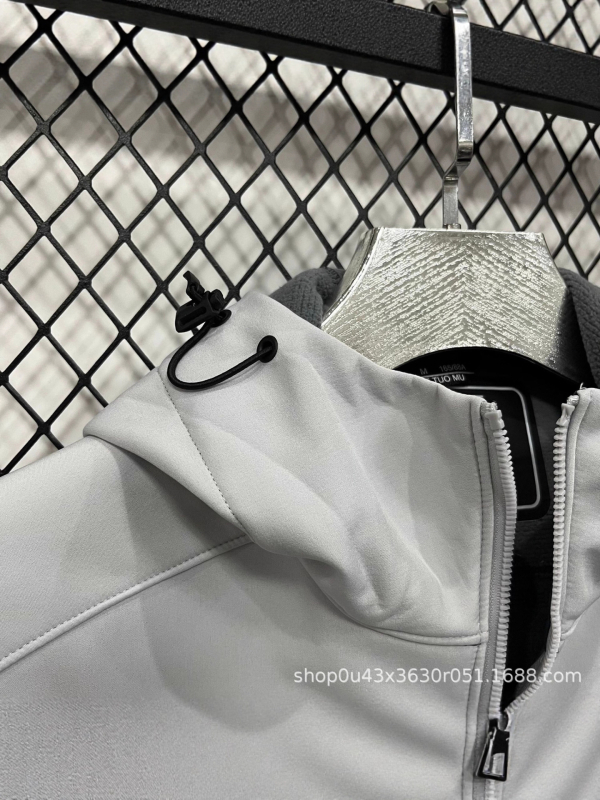 Palton bărbătesc din bumbac pentru iarnă, cu glugă - fermoar frontal, croială lejeră, guler rever, buzunare laterale