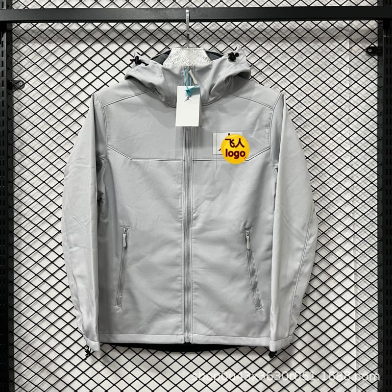 Palton bărbătesc din bumbac pentru iarnă, cu glugă - fermoar frontal, croială lejeră, guler rever, buzunare laterale