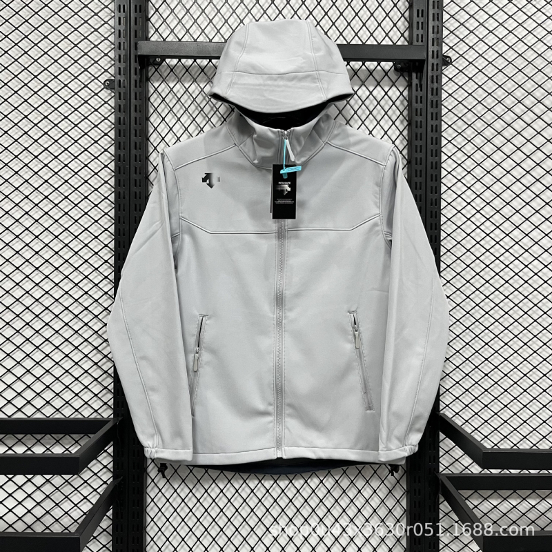 Palton bărbătesc din bumbac pentru iarnă, cu glugă - fermoar frontal, croială lejeră, guler rever, buzunare laterale