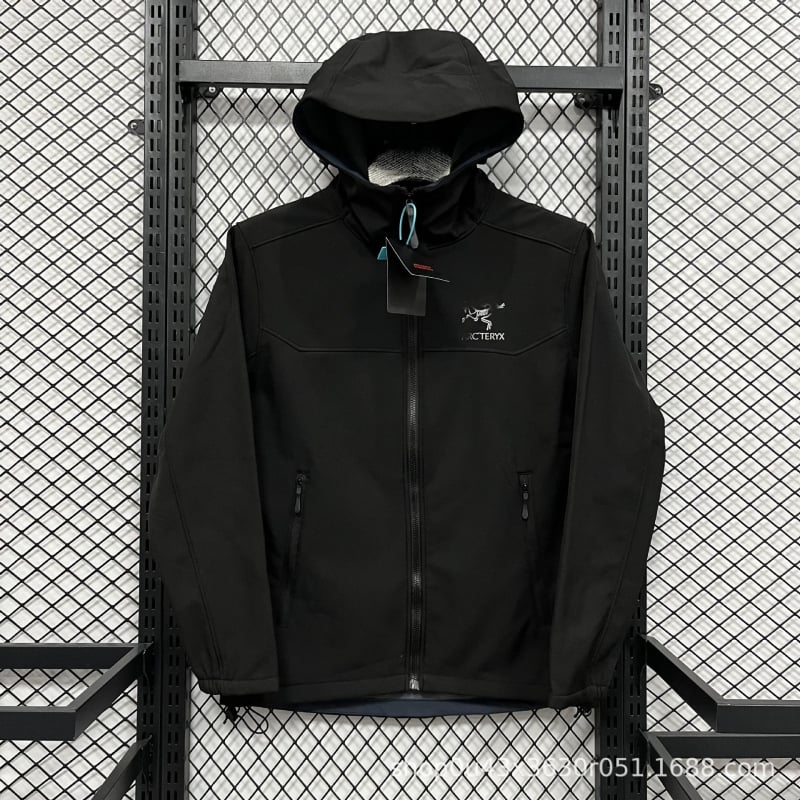 Palton bărbătesc din bumbac pentru iarnă, cu glugă - fermoar frontal, croială lejeră, guler rever, buzunare laterale