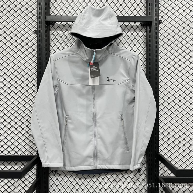 Palton bărbătesc din bumbac pentru iarnă, cu glugă - fermoar frontal, croială lejeră, guler rever, buzunare laterale