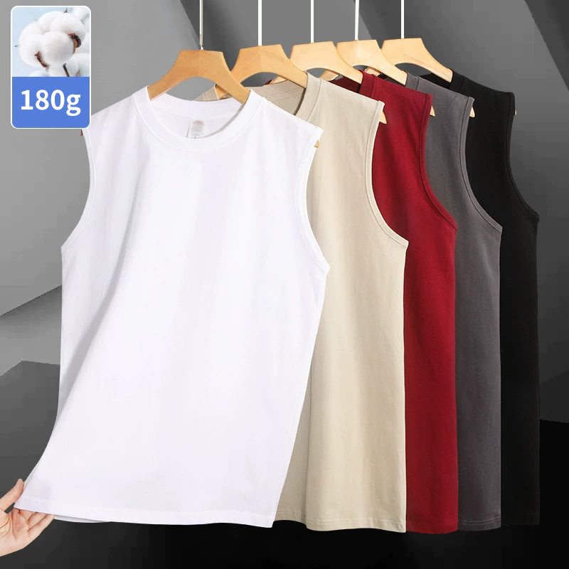 Muški bezruk T‑shirt od pamuka, 180 g, ljeto, s izšivenom tiskom, prilagođeno logo