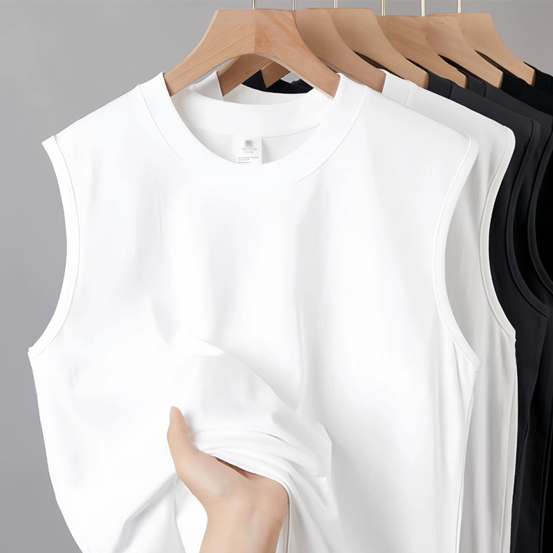 Muški bezruk T‑shirt od pamuka, 180 g, ljeto, s izšivenom tiskom, prilagođeno logo