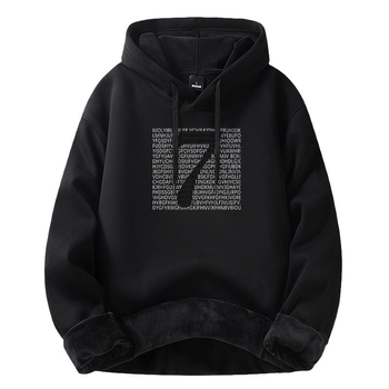 Muški kapuljačasti flis od pamuka, pamukova mješavina 51–70%, tiskani uzorak, pulover stil, zimska odjeća