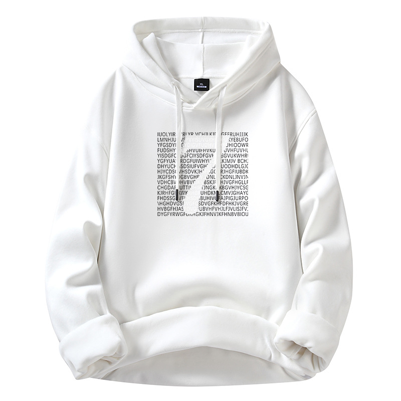 Muški kapuljačasti flis od pamuka, pamukova mješavina 51–70%, tiskani uzorak, pulover stil, zimska odjeća