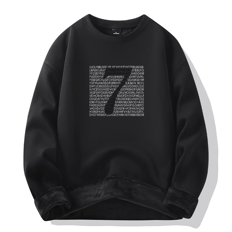 Muški kapuljačasti flis od pamuka, pamukova mješavina 51–70%, tiskani uzorak, pulover stil, zimska odjeća