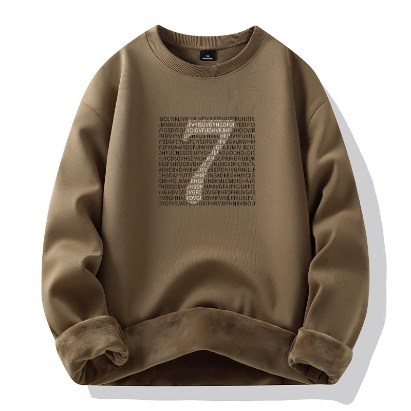 Muški kapuljačasti flis od pamuka, pamukova mješavina 51–70%, tiskani uzorak, pulover stil, zimska odjeća