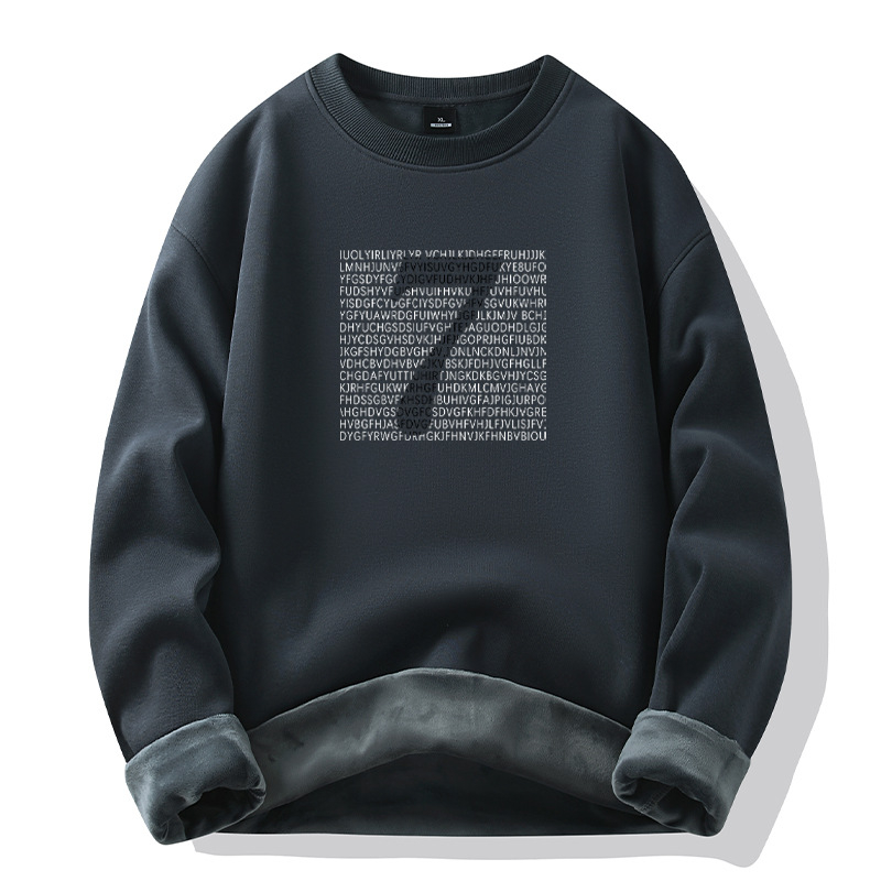 Muški kapuljačasti flis od pamuka, pamukova mješavina 51–70%, tiskani uzorak, pulover stil, zimska odjeća