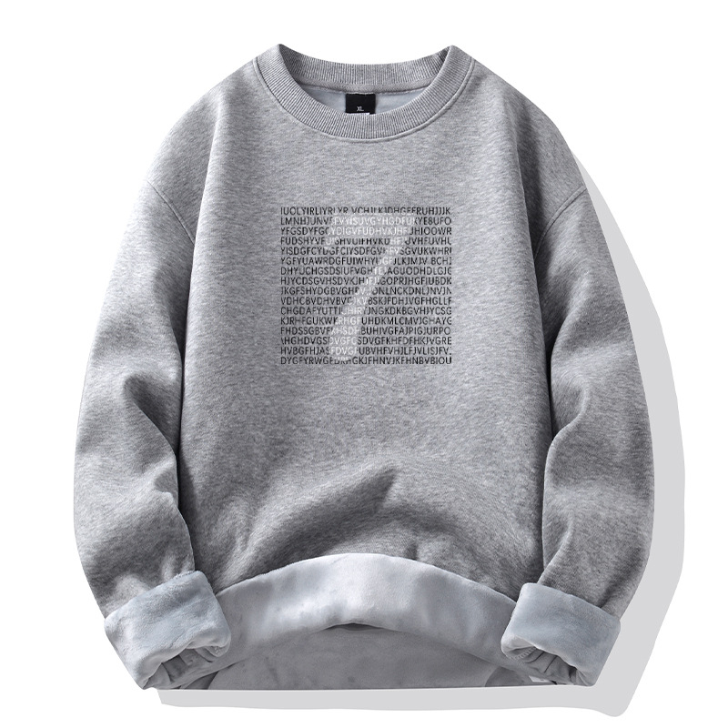 Muški kapuljačasti flis od pamuka, pamukova mješavina 51–70%, tiskani uzorak, pulover stil, zimska odjeća