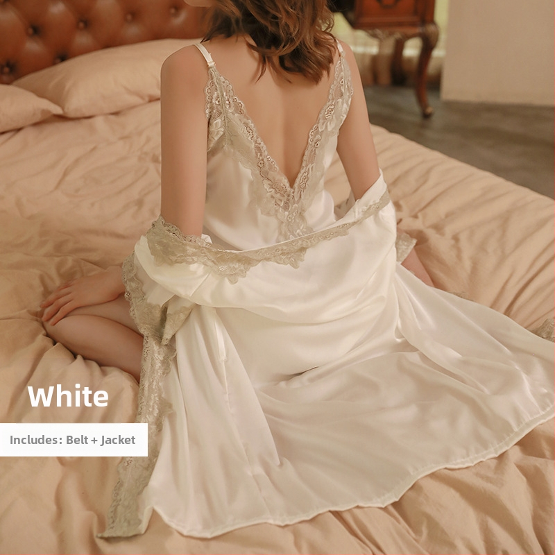 Ženski set pidžama od umjetne svile, dva dijela, bez rukava, jacquard tkanina, V-izrez