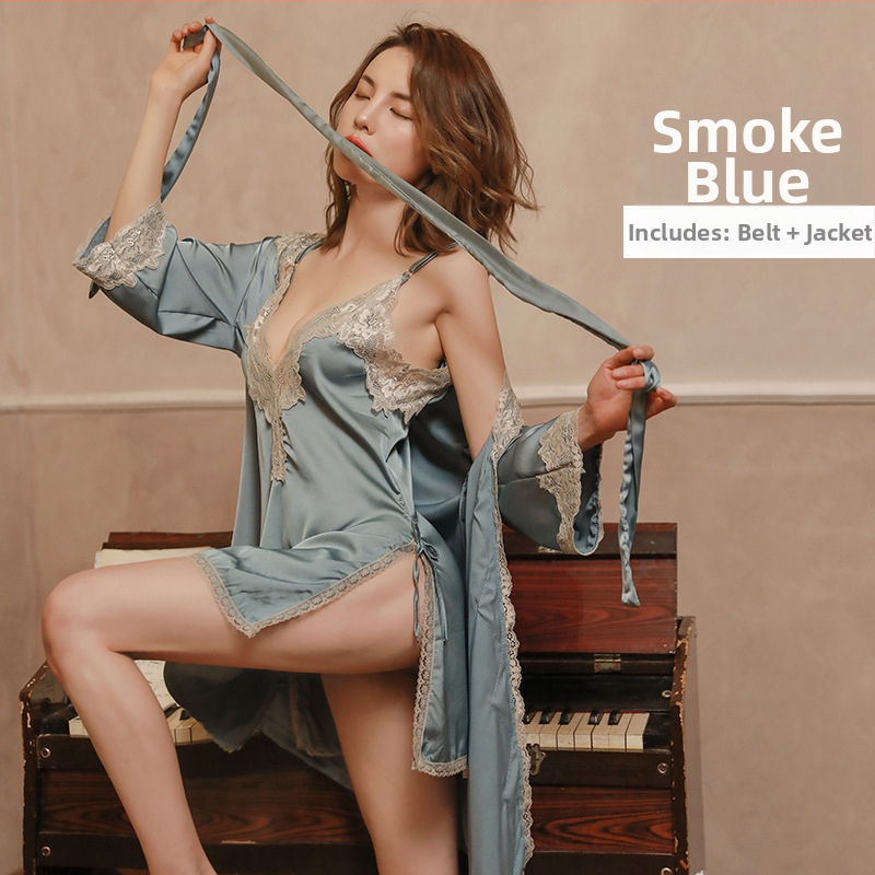 Ženski set pidžama od umjetne svile, dva dijela, bez rukava, jacquard tkanina, V-izrez