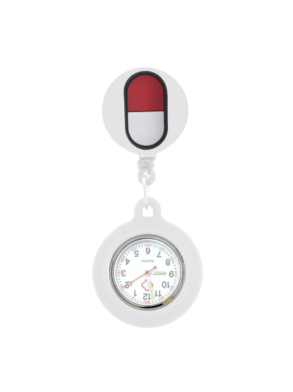 Prošireni svjetleći džepni sat za medicinsku upotrebu, ženski ispitni džepni sat, sladak visi stil; kvarcni mehanizam, promjer brojčanika 37 mm, debljina 10 mm, silikon remen, kućište od legure