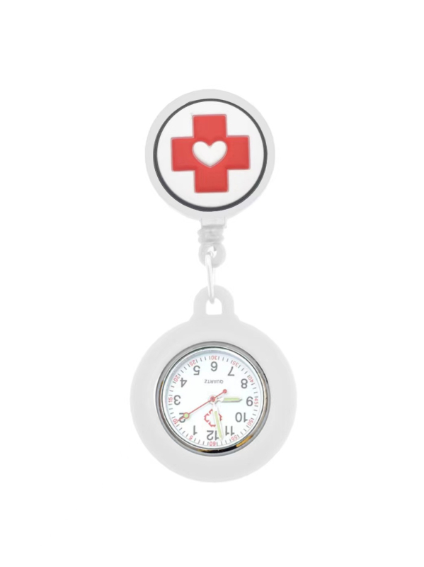 Prošireni svjetleći džepni sat za medicinsku upotrebu, ženski ispitni džepni sat, sladak visi stil; kvarcni mehanizam, promjer brojčanika 37 mm, debljina 10 mm, silikon remen, kućište od legure