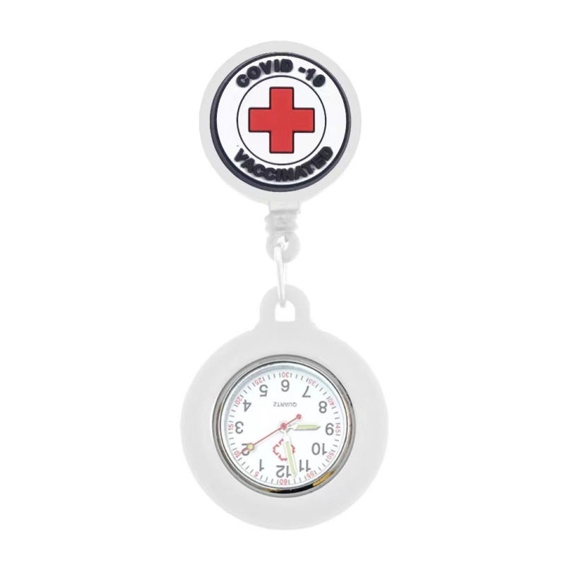 Prošireni svjetleći džepni sat za medicinsku upotrebu, ženski ispitni džepni sat, sladak visi stil; kvarcni mehanizam, promjer brojčanika 37 mm, debljina 10 mm, silikon remen, kućište od legure
