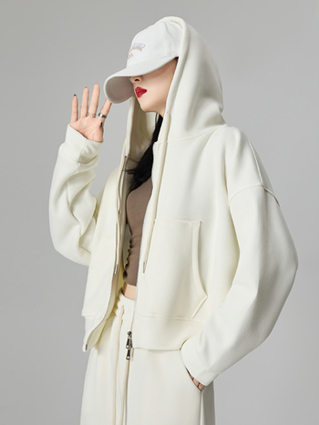 Ženski hoodie s kapuljom i zipom, 95% pamuk, opuštenog kroja, dugi rukavi, japansko-korejski casual stil, jesensko izdanje 2025