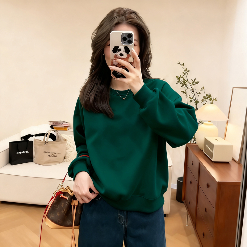 Női kapucnis pulóver kerek nyakkal, hosszú ujjú, szöveges nyomtatás, őszi 2025, európai elegáns ingázó stílus