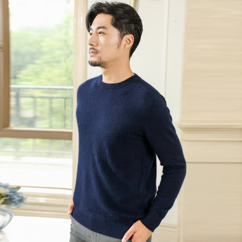 Muški pleteni pulover, okrugli izrez, dugi rukavi, slobodan kroj, 70% poliesterska smjesa
