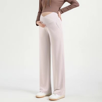 Παντελόνια εγκυμοσύνης με υψηλή μέση, μήκος έως πάτωμα, Cupro ίνες 50–70%, στήριξη κοιλιάς
