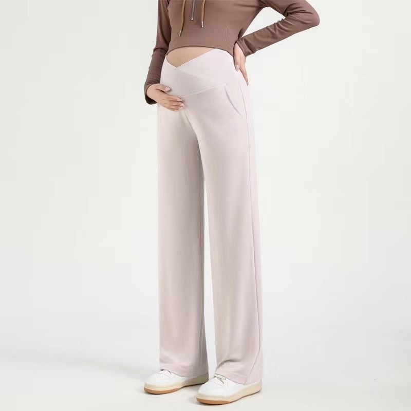 Παντελόνια εγκυμοσύνης με υψηλή μέση, μήκος έως πάτωμα, Cupro ίνες 50–70%, στήριξη κοιλιάς