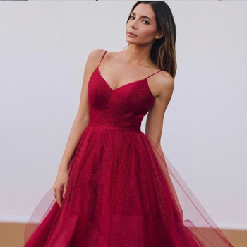 Večernja haljina s trakama, bez rukava, duga mrežasta haljina, A-linija, visoki struk