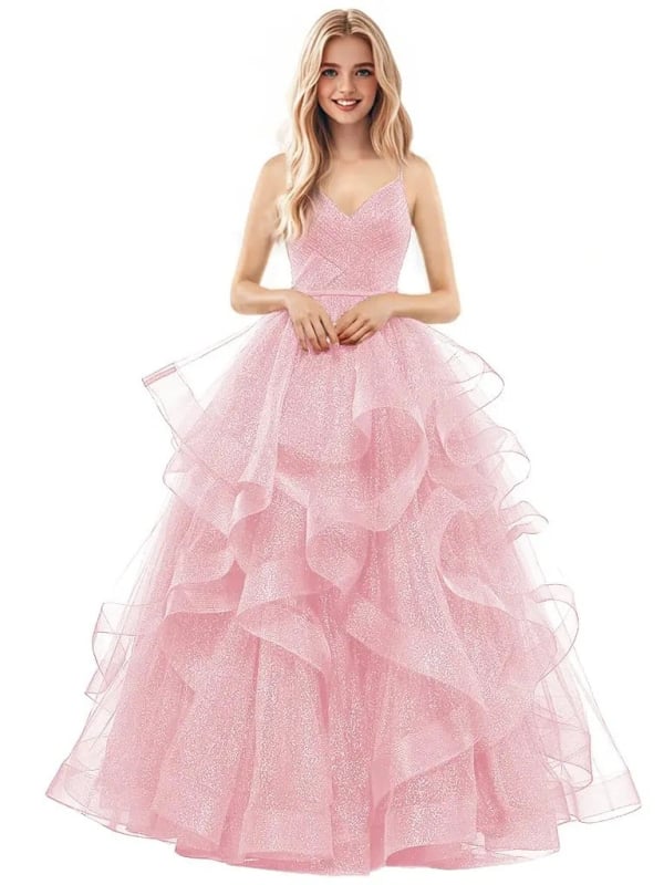 Večernja haljina s trakama, bez rukava, duga mrežasta haljina, A-linija, visoki struk