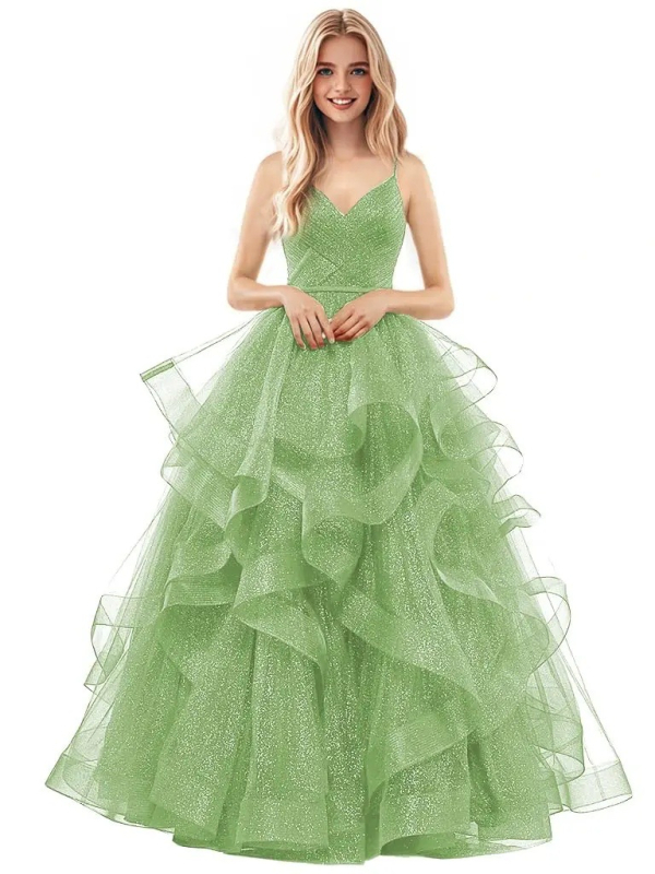 Večernja haljina s trakama, bez rukava, duga mrežasta haljina, A-linija, visoki struk