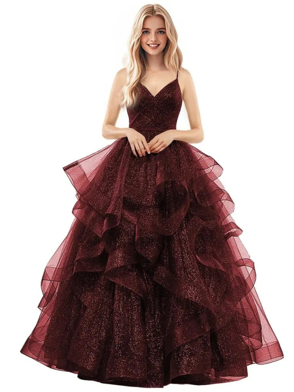 Večernja haljina s trakama, bez rukava, duga mrežasta haljina, A-linija, visoki struk