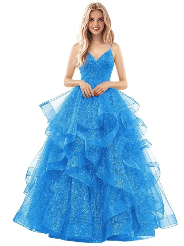 Večernja haljina s trakama, bez rukava, duga mrežasta haljina, A-linija, visoki struk