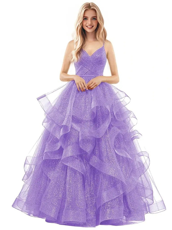 Večernja haljina s trakama, bez rukava, duga mrežasta haljina, A-linija, visoki struk