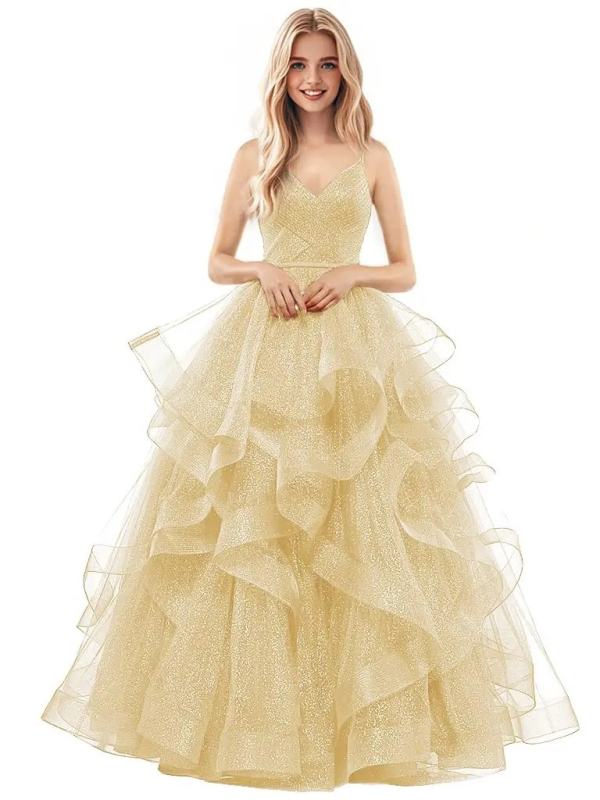 Večernja haljina s trakama, bez rukava, duga mrežasta haljina, A-linija, visoki struk