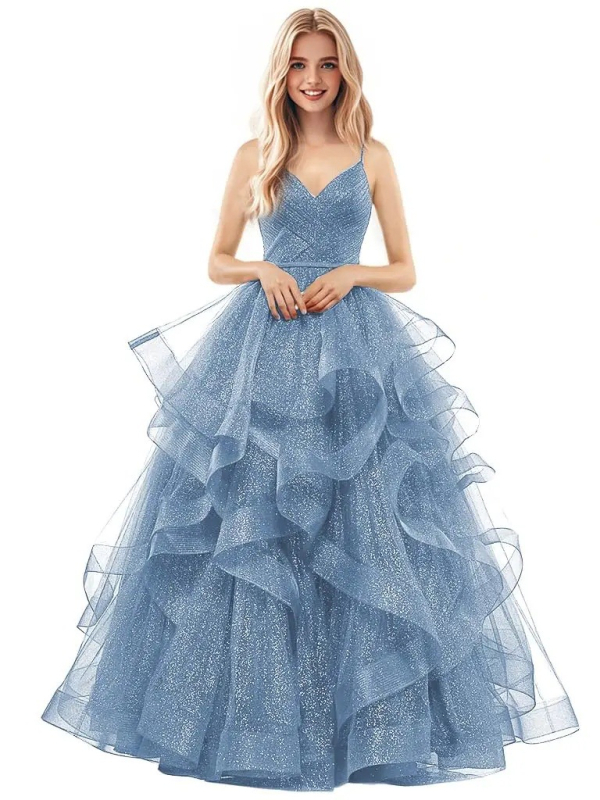 Večernja haljina s trakama, bez rukava, duga mrežasta haljina, A-linija, visoki struk