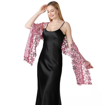 Šal za nevjestu i kumu — šljokice, izvezen, poliestersko vlakno, cvjetni uzorak