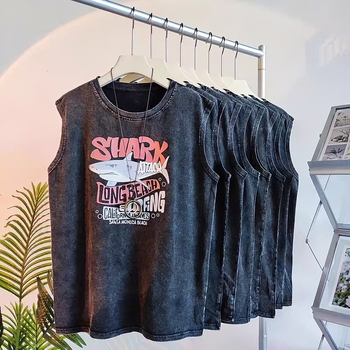 Majica bez rukava, 100% pamuk, široka silueta, ljeto, tisak, unisex