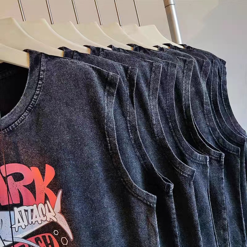 Majica bez rukava, 100% pamuk, široka silueta, ljeto, tisak, unisex