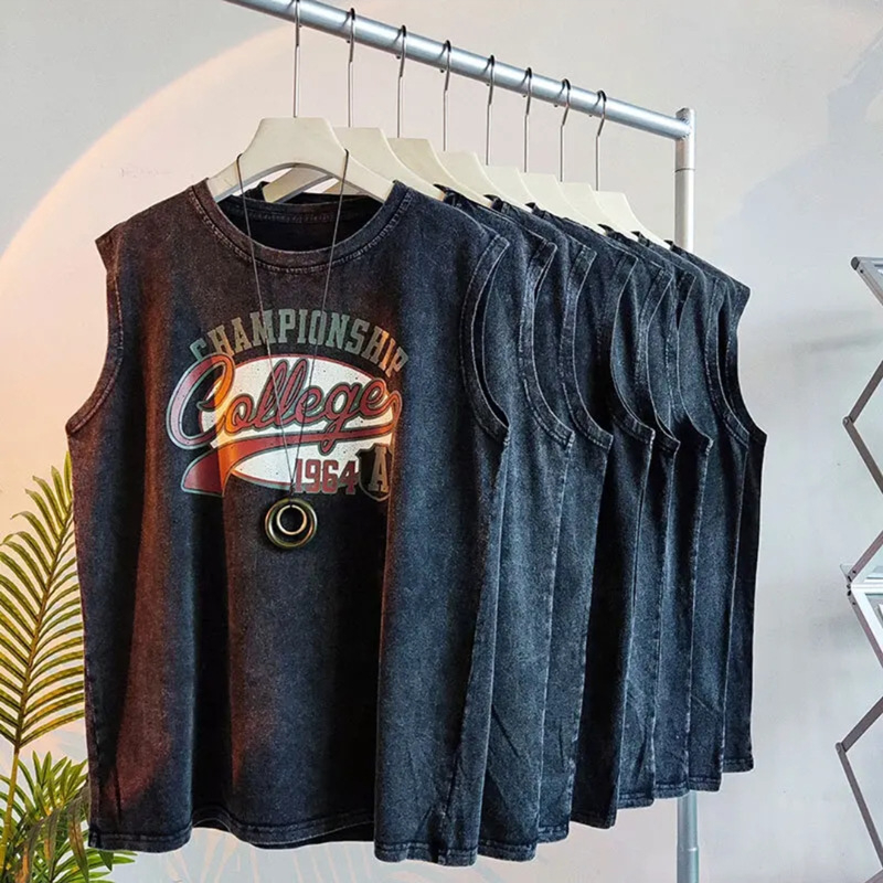 Majica bez rukava, 100% pamuk, široka silueta, ljeto, tisak, unisex