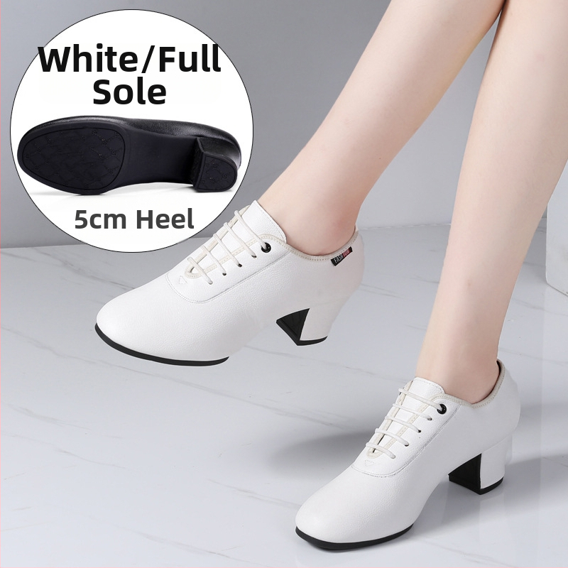 Sieviešu deju kurpes - Sintētiskās ādas augšdaļa, gumijas zole, vidējs papēdis, elpojošas, šokizturīgas