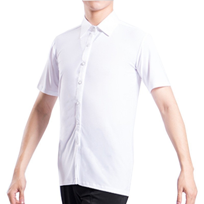 Unisex modernūs šokių topai ir Cha Cha marškiniai scenai, Milk Silk audinys; pagrindinis audinys: galvijų oda; 2023 m. pavasaris.