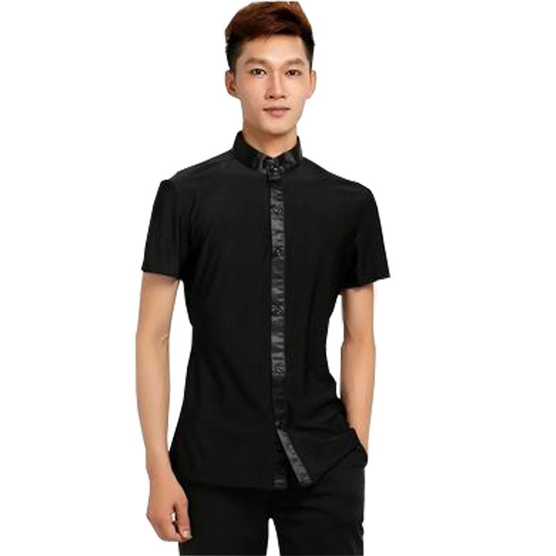 Unisex modernūs šokių topai ir Cha Cha marškiniai scenai, Milk Silk audinys; pagrindinis audinys: galvijų oda; 2023 m. pavasaris.