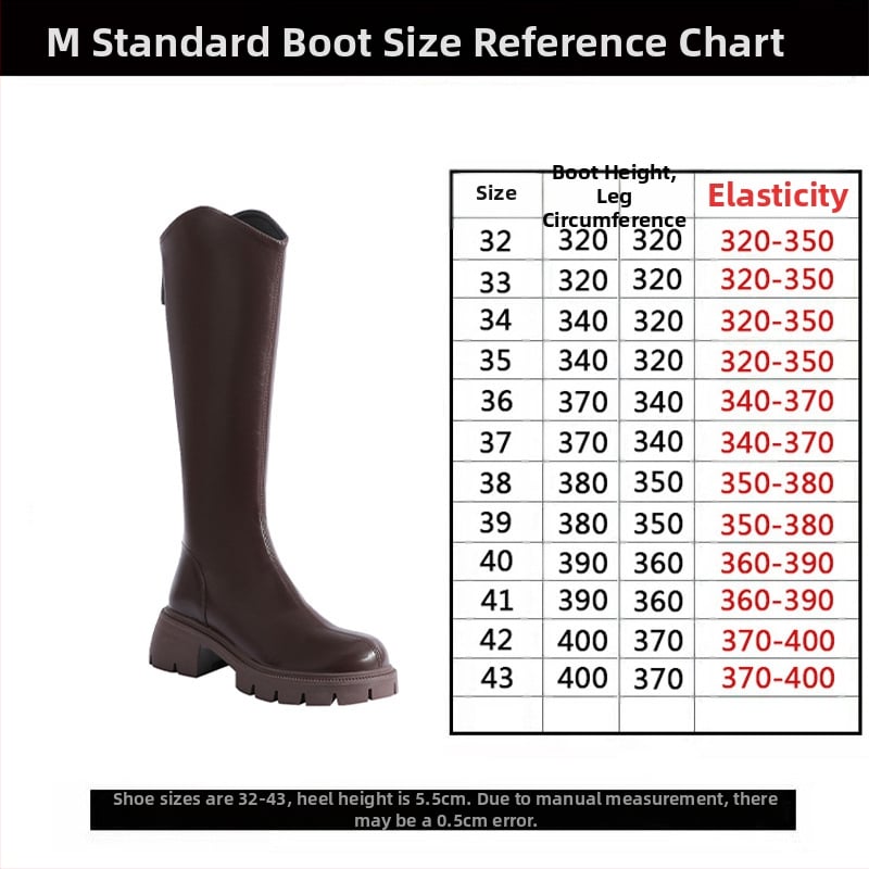 Čizme viteškog stila od prave kože; okrugli vrh; debeli pet; stražnji zatvarač; visok potkoljenica