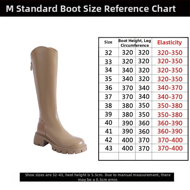 Čizme viteškog stila od prave kože; okrugli vrh; debeli pet; stražnji zatvarač; visok potkoljenica