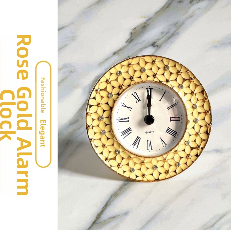 Mini emalēts galda pulkstenis, dekoratīvs retro metāla pulkstenis, mehāniska kustība (Sun movement), vienpusīgs displejs, 24 stundu indikācija