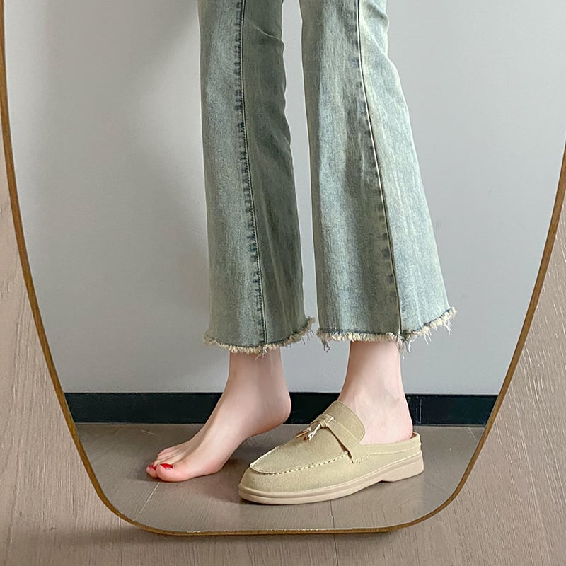 Moteriški slip-on loaferiai su kutais ir sagtimi, paslėpta aukštis, apvali nosis, mikropluošto viršus, guma padas, mikropluošto įdėklas