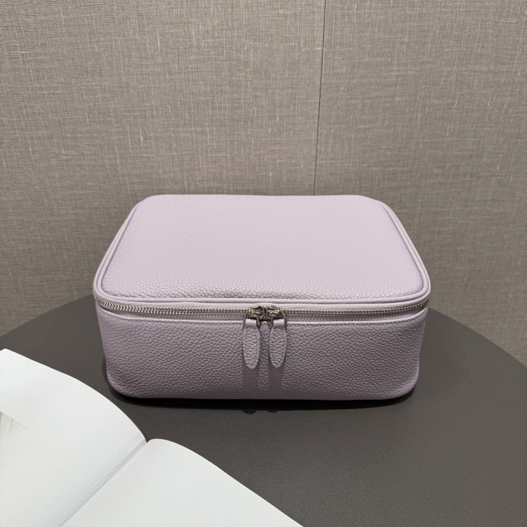 Patiesa ādas biscuit stila kosmētikas soma - pārnēsājama, daudzfunkcionāls ceļojumu kosmētikas organizētājs ar paplašināmu kapacitāti (pirmās slāņa liellopu āda; kanvas iekšējā odai; rāvējslēdzējs)
