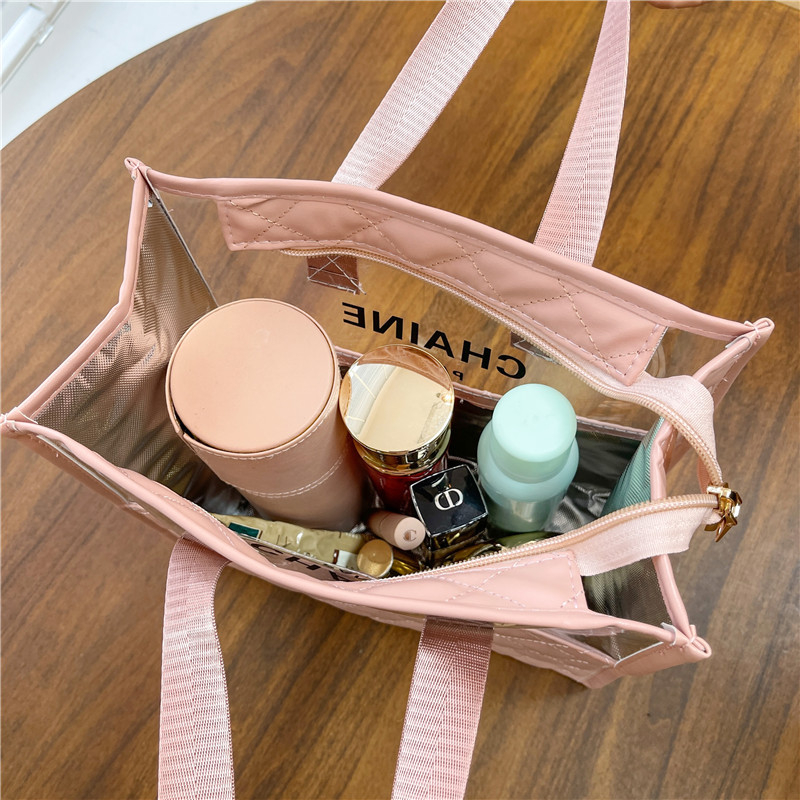 Portatīva kosmētikas soma ar lielu ietilpību, ūdensizturīgs PU materiāls, poliestera odere, rāvējslēdzējs