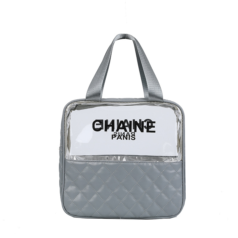 Portatīva kosmētikas soma ar lielu ietilpību, ūdensizturīgs PU materiāls, poliestera odere, rāvējslēdzējs