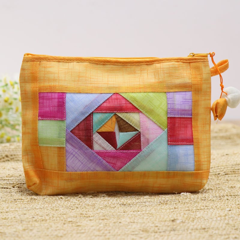 Unisex daudzslāņu soma ar rāvējslēdzēju kosmētikai, telefonam un tualetes piederumiem — kokvilnas un lina audums, ģeometrisks raksts, elpojoša, ūdensnecaurlaidīga, ļoti viegla Pavasara 2025